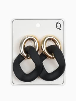 Серьги металл «Цепь» неровность, 2 звена, цвет золотисто-чёрный