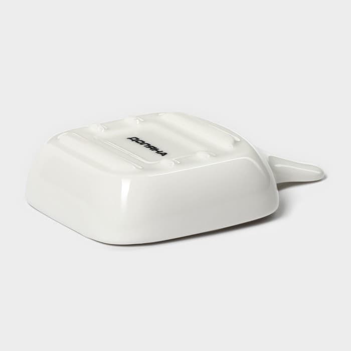 Соусник Доляна «Сковорода», 50 мл, 10.5×7.2 см, с ручкой, керамика, белый