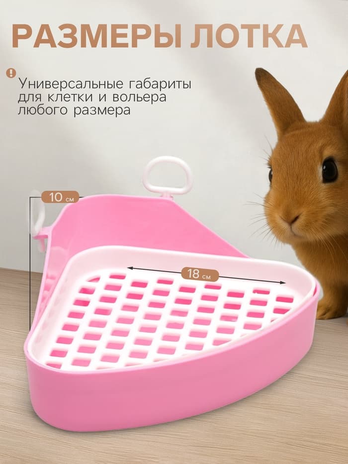 Туалет для кроликов и хорьков, 18.5×18 см, угловой, пластик, цвет МИКС