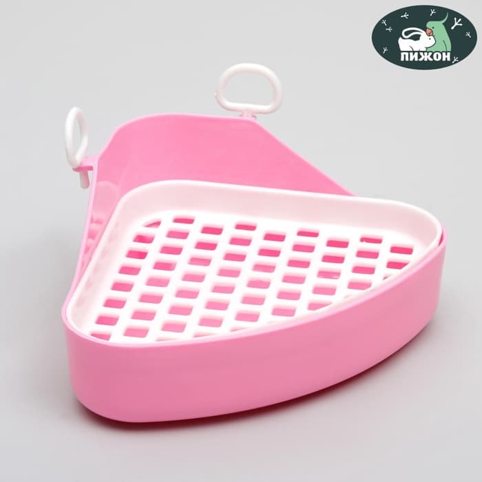 Туалет для кроликов и хорьков, 18.5×18 см, угловой, пластик, цвет МИКС