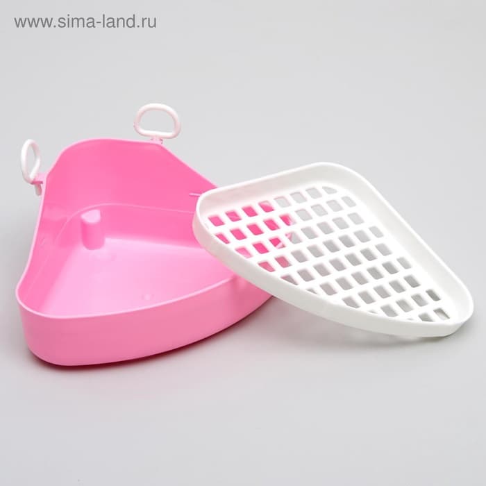 Туалет для кроликов и хорьков, 18.5×18 см, угловой, пластик, цвет МИКС