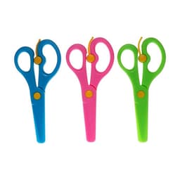 Ножницы 13.5 см пластиковые, с фиксатором, закругленные концы, в картонной коробке, МИКС
