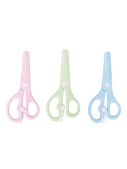 Ножницы 13.5 см пластиковые, с фиксатором, закругленные концы, в картонной коробке, МИКС