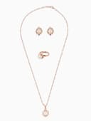 Гарнитур 3 предмета: серьги, кулон, кольцо безразмерное «Эдель», с жемчугом цветок, белые в золоте, 45 см