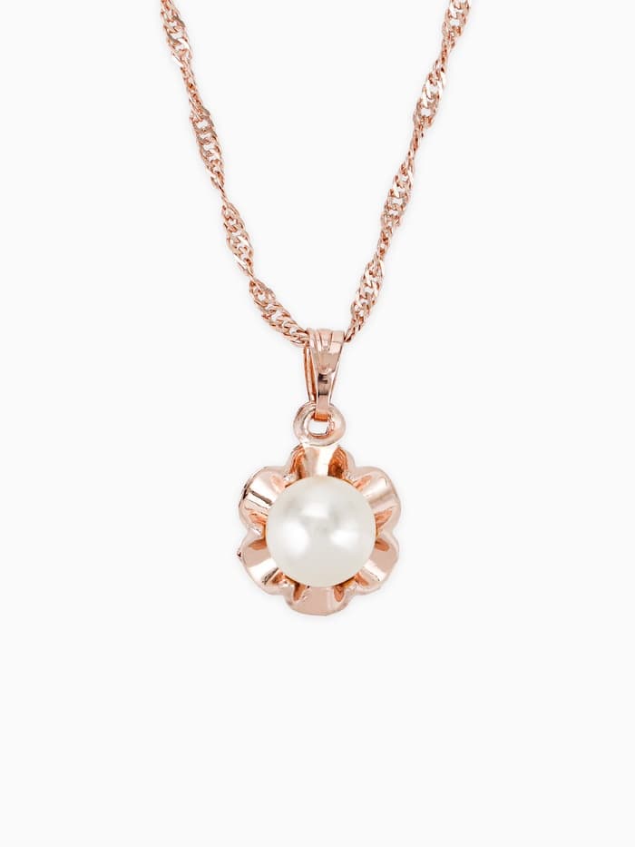 Гарнитур 3 предмета: серьги, кулон, кольцо безразмерное «Эдель», с жемчугом цветок, белые в золоте, 45 см