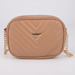 Сумка со строчкой и цветной подкладкой, бежевая