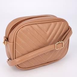 Сумка со строчкой и цветной подкладкой, бежевая