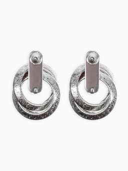 Серьги металл «Фьюче», круги плетения, цвет серебро