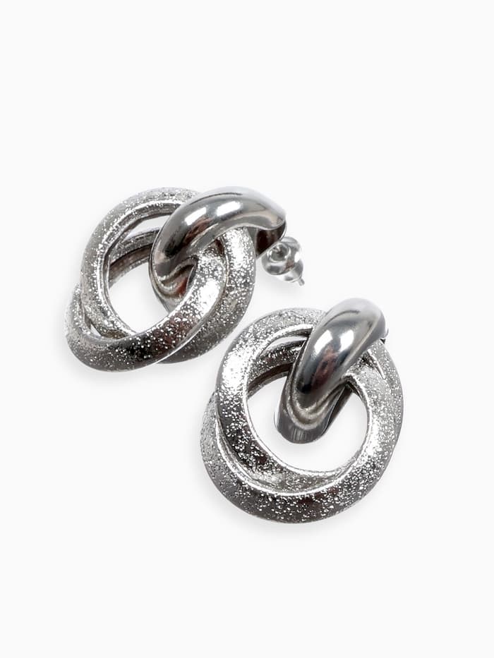 Серьги металл «Фьюче», круги плетения, цвет серебро