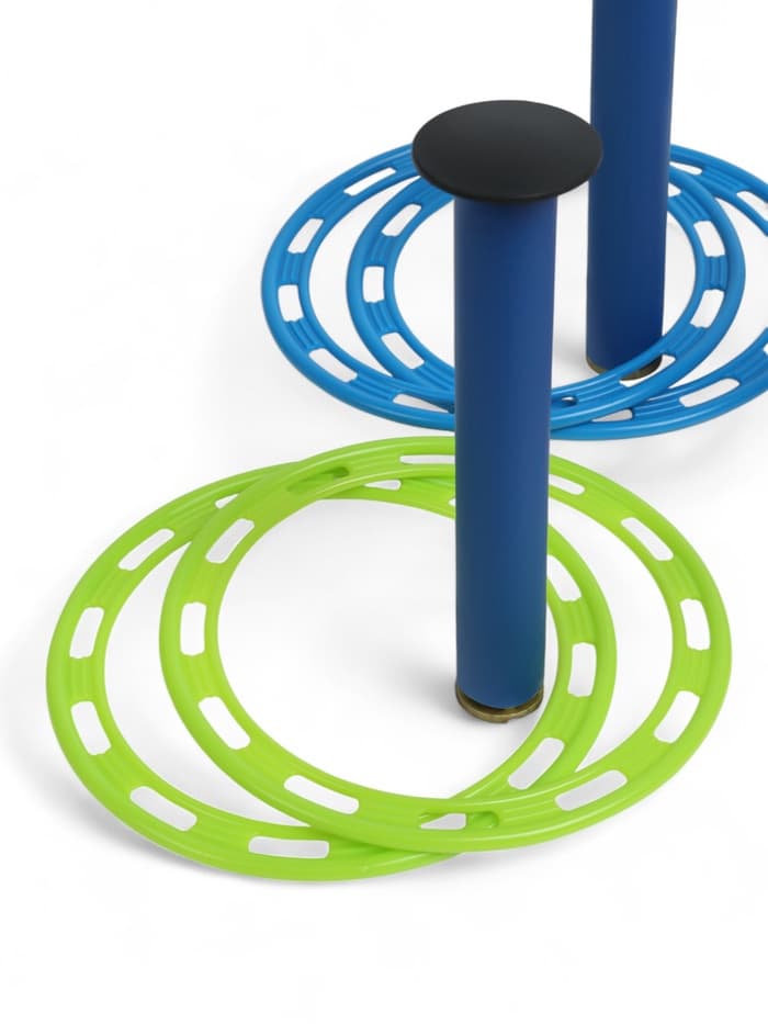 Кольцеброс уличный, 3 стойки, 6 колец, цвет МИКС