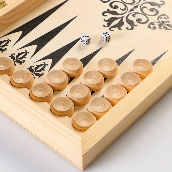 Настольные игры 3 в 1: шахматы, шашки, нарды, деревянные, большие, 40×40 см