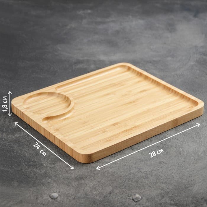 Блюдо для подачи Доляна Striata, 28×24 см, бамбук, бежевое