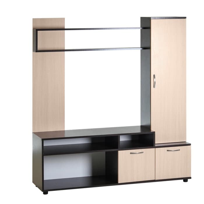 Мини - стенка в гостиную «Клик Мебель. Лира», 1600×1400×380 мм, цвет венге/дуб молочный