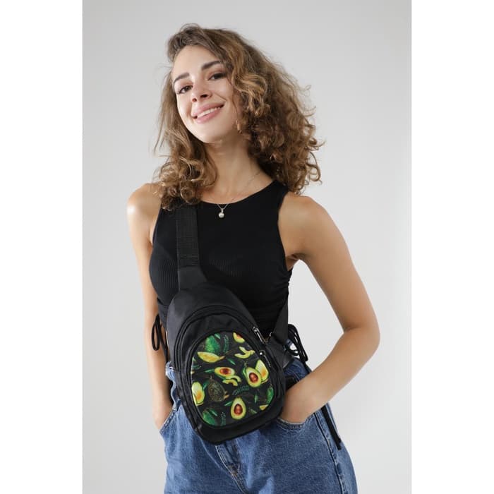 Сумка-рюкзак «Авокадо», 15×10×26 см, отдел на молнии, наружный карман, регулируемый ремень, чёрный