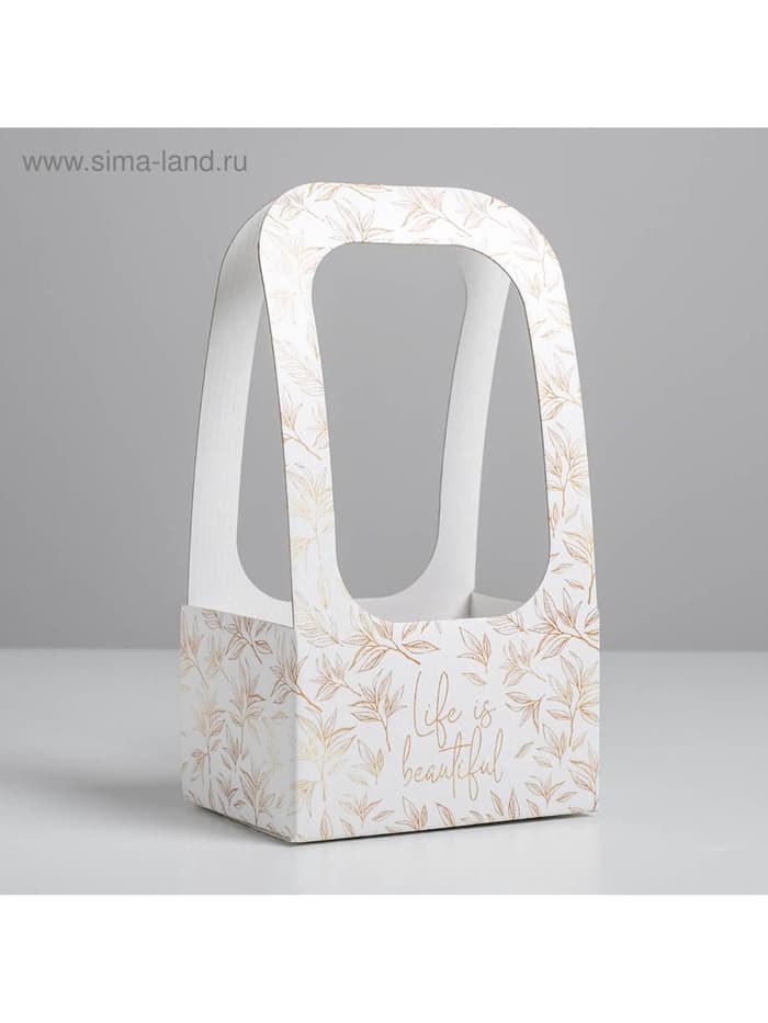 Коробка-переноска для цветов «Веточки», 17×12×32 см