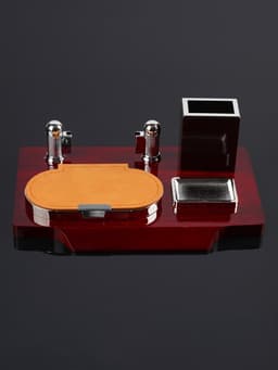 Набор настольный, органайзер 4 в 1, с визитницей, красное дерево