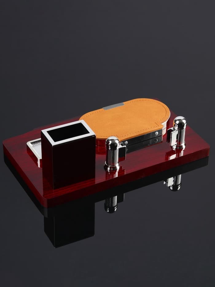 Набор настольный, органайзер 4 в 1, с визитницей, красное дерево