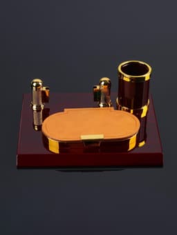 Набор настольный, органайзер 3 в 1 с визитницей, красное дерево