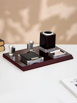 Набор настольный, органайзер 4 в 1 с визитницей, красное дерево