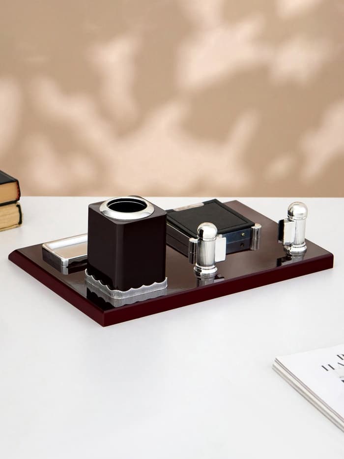 Набор настольный, органайзер 4 в 1 с визитницей, красное дерево