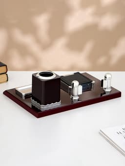 Набор настольный, органайзер 4 в 1 с визитницей, красное дерево