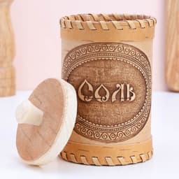 Туес «Соль»,, банка для хранения, 8.5×8.5×12 см, береста, МИКС