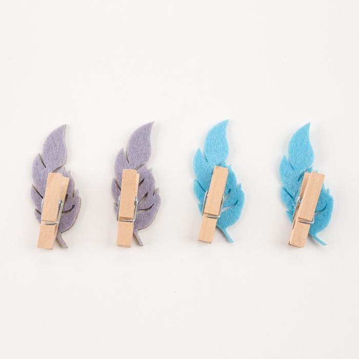 Набор декоративных прищепок «Перышко», 4 шт., фетр/дерево