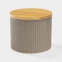 Банка для сыпучих «Дымка», 850 мл, 12×10 см, с бамбуковой крышкой, керамика, бежевая