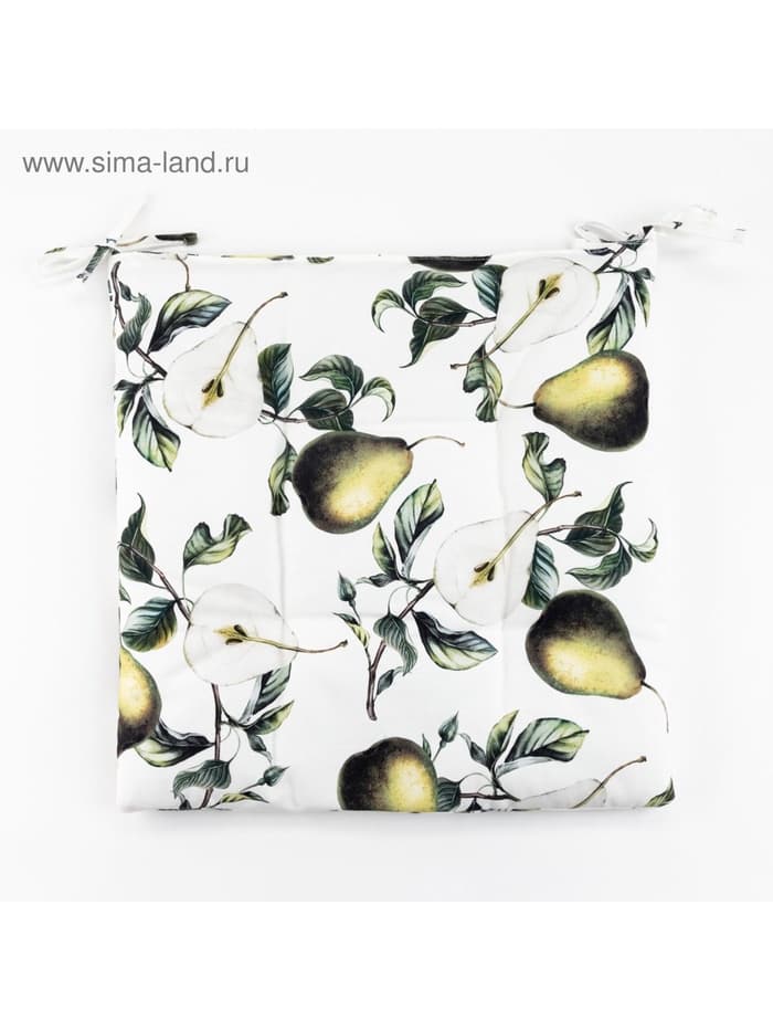 Подушка на стул «Этель. Груши», 42×42 см, белая