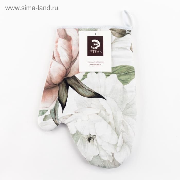 Прихватка варежка для кухни «Этель. Пионы», размер 20×27 см, двухсторонняя