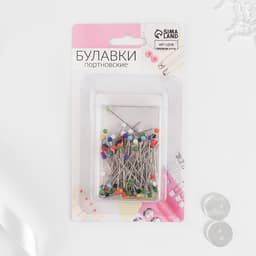 Булавки портновские, стеклянная головка, 30 мм, 100 шт., разноцветные