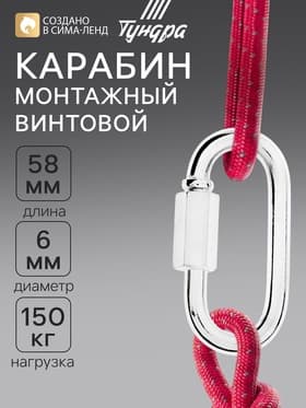 Карабин винтовой ТУНДРА krep, М6, оцинкованный, 1 шт.