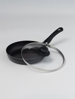 Сковорода Consul, d=22 см, пластиковая ручка, стеклянная крышка, антипригарное покрытие, алюминий, чёрная