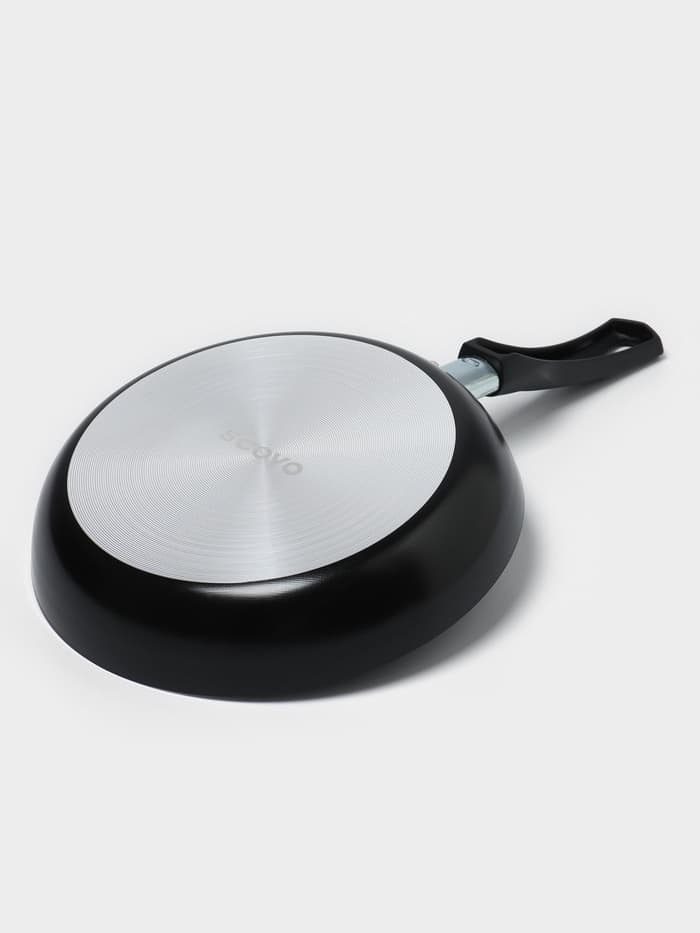 Сковорода Consul, d=22 см, пластиковая ручка, стеклянная крышка, антипригарное покрытие, алюминий, чёрная