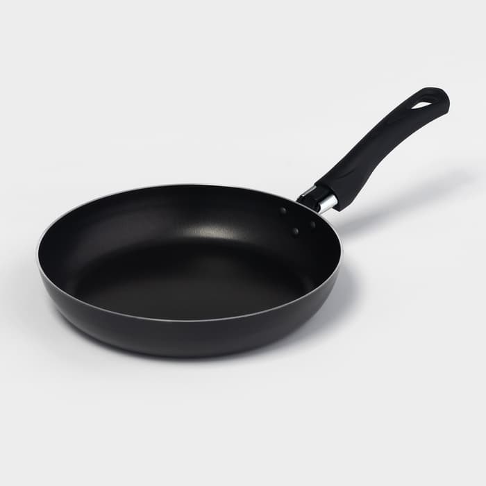 Сковорода Consul, d=22 см, пластиковая ручка, стеклянная крышка, антипригарное покрытие, алюминий, чёрная