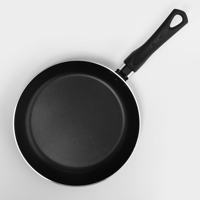 Сковорода Consul, d=22 см, пластиковая ручка, стеклянная крышка, антипригарное покрытие, алюминий, чёрная