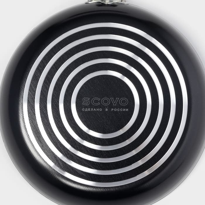 Сковорода Consul, d=22 см, пластиковая ручка, стеклянная крышка, антипригарное покрытие, алюминий, чёрная