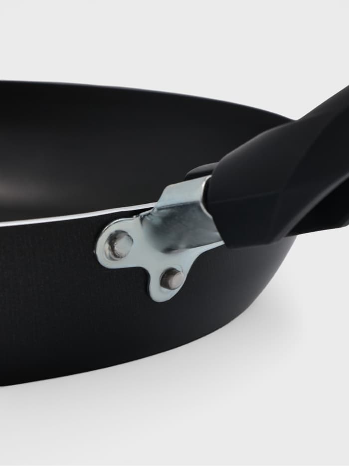 Сковорода Consul, d=24 см, пластиковая ручка, стеклянная крышка, антипригарное покрытие, алюминий, чёрная