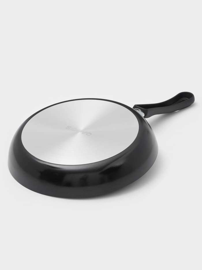 Сковорода Consul, d=24 см, пластиковая ручка, стеклянная крышка, антипригарное покрытие, алюминий, чёрная