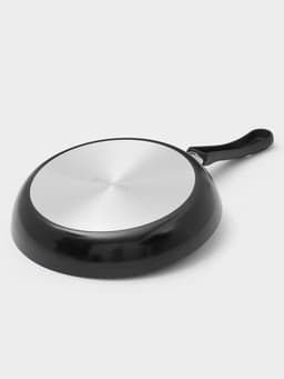 Сковорода Consul, d=24 см, пластиковая ручка, стеклянная крышка, антипригарное покрытие, алюминий, чёрная
