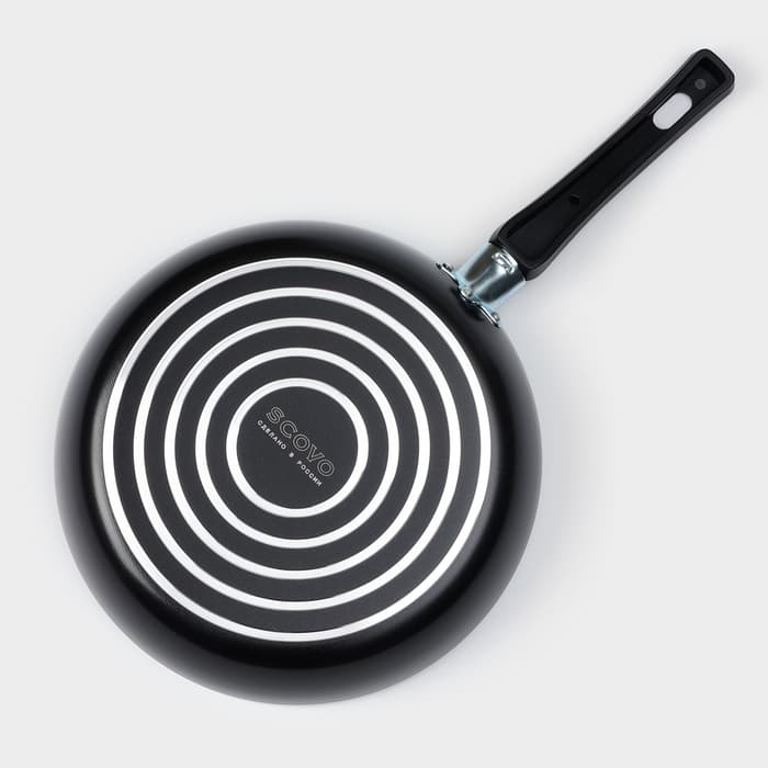 Сковорода Consul, d=24 см, пластиковая ручка, стеклянная крышка, антипригарное покрытие, алюминий, чёрная