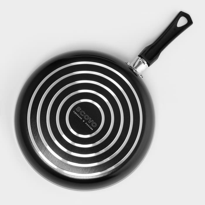 Сковорода Consul, d=26 см, пластиковая ручка, стеклянная крышка, антипригарное покрытие, алюминий, чёрная