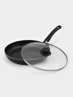 Сковорода Consul, d=28 см, пластиковая ручка, стеклянная крышка, антипригарное покрытие, алюминий, чёрная
