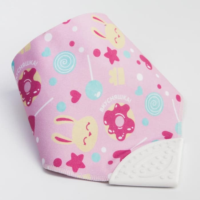 Нагрудник-бандана/слюнявчик для кормления M&B «Крутышка» непромокаемый с прорезывателем, на кнопке МИКС