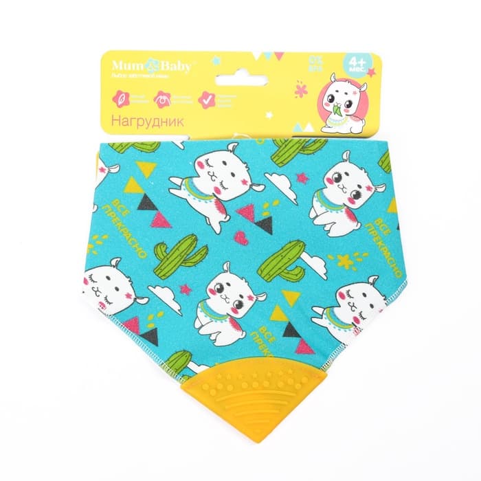 Нагрудник-бандана/слюнявчик для кормления M&B «Крутышка» непромокаемый с прорезывателем, на кнопке МИКС