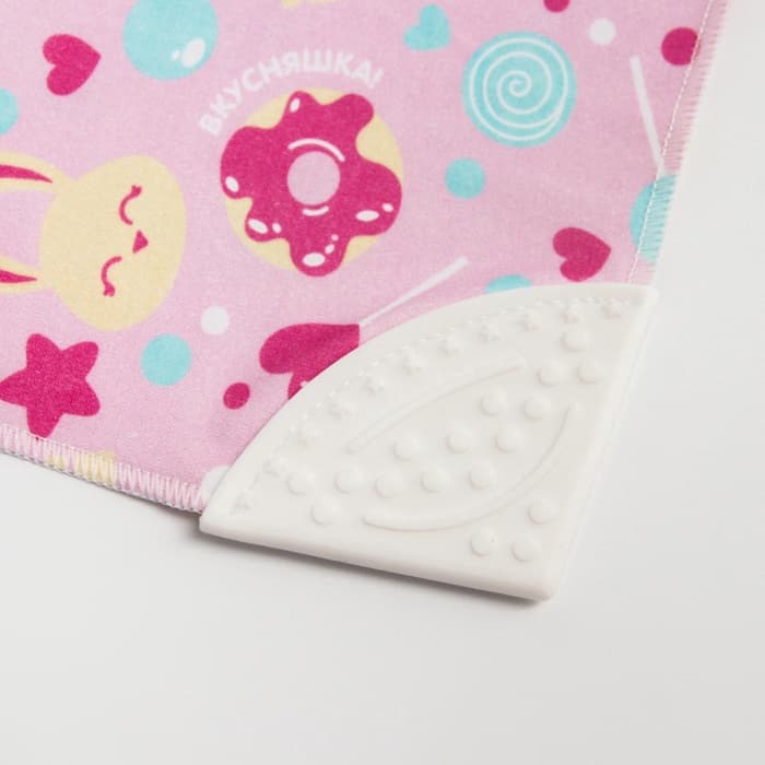 Нагрудник-бандана/слюнявчик для кормления M&B «Крутышка» непромокаемый с прорезывателем, на кнопке МИКС