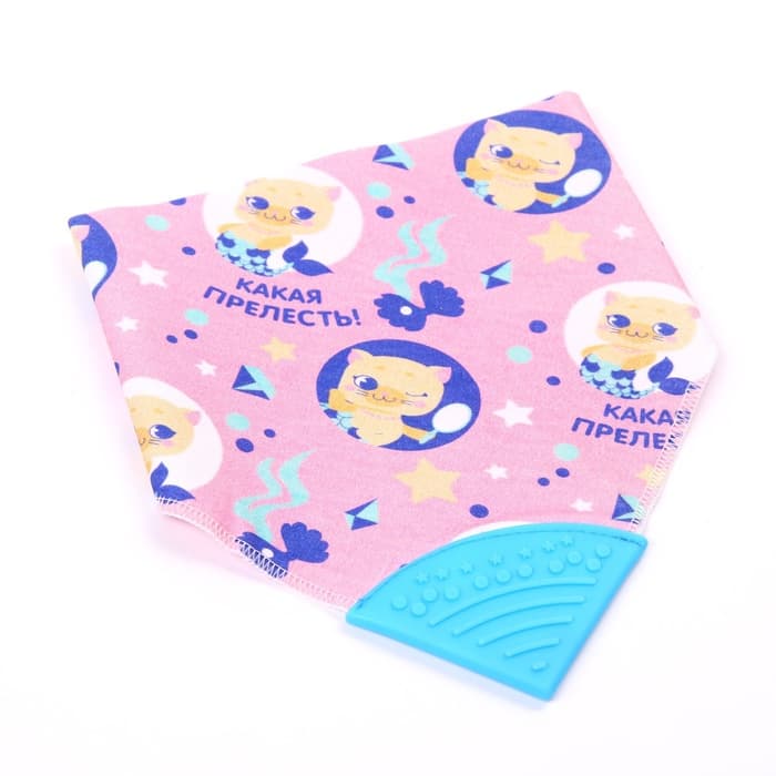 Нагрудник-бандана/слюнявчик для кормления M&B «Крутышка» непромокаемый с прорезывателем, на кнопке МИКС