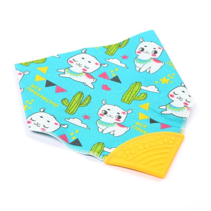 Нагрудник-бандана/слюнявчик для кормления M&B «Крутышка» непромокаемый с прорезывателем, на кнопке МИКС