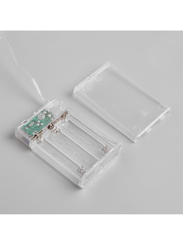 Гирлянда «Нить» 5 м роса, IP20, серебристая нить, 50 LED, 2 режима, батарейки AAх3 (нет в комплекте), свечение жёлтое