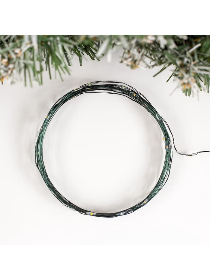 Гирлянда «Нить» 5 м, роса, IP20, зелёная нить, 50 LED, 2 режима, от батареек АА×3, свечение мульти